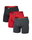 SAXX Boxershorts Multisport Mesh Boxer Brief Fly Logo schwarz/rot/grau Herren - 3 Stück